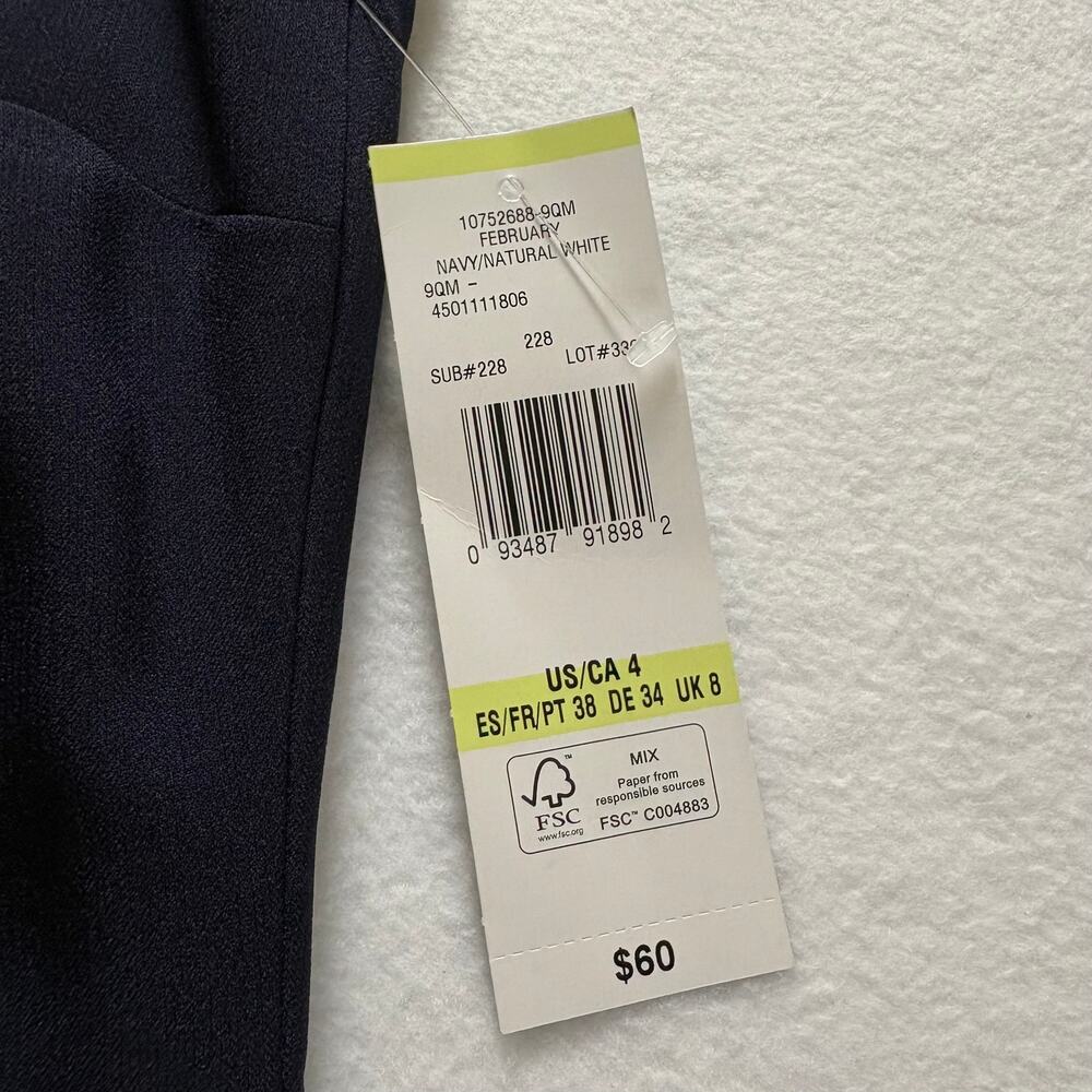 Black Label by Evan-Picone Navy & White Sleeveless Sheath Dress Size 4 Career - Picture 10 of 14